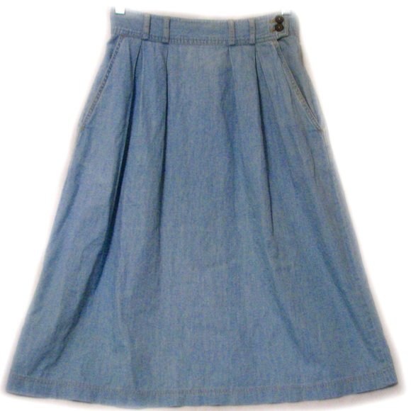 Woolrich Dresses & Skirts - Vintage Woolrich Midi Denim Skirt with Pockets Size 4